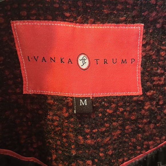 Ivanka Trump Wool Coat red & black w/removable black faux fur collar Womens M - Picture 5 of 12